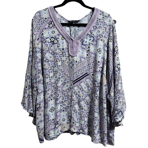 Zac & Rachel Tops - Zac & Rachel Floral Bell Sleeve Embroidered Blouse Women’s Size 3X